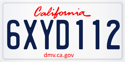 CA license plate 6XYD112