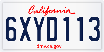 CA license plate 6XYD113