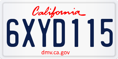 CA license plate 6XYD115
