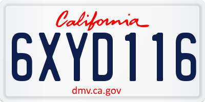 CA license plate 6XYD116