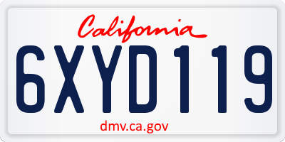 CA license plate 6XYD119