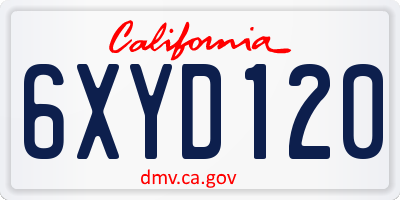 CA license plate 6XYD120