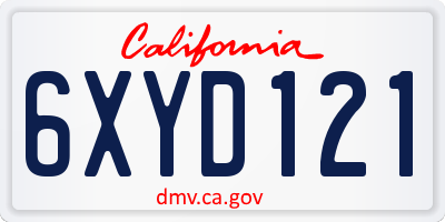 CA license plate 6XYD121