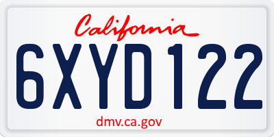 CA license plate 6XYD122