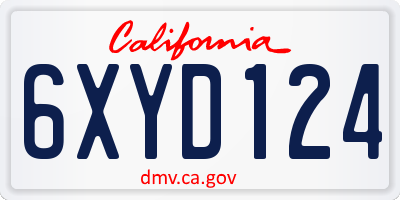 CA license plate 6XYD124