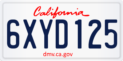 CA license plate 6XYD125