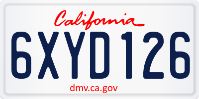 CA license plate 6XYD126