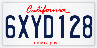 CA license plate 6XYD128