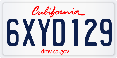 CA license plate 6XYD129