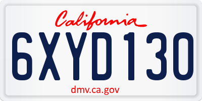 CA license plate 6XYD130