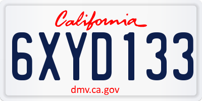 CA license plate 6XYD133