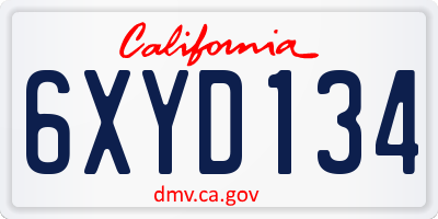 CA license plate 6XYD134