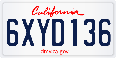 CA license plate 6XYD136