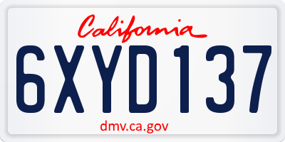 CA license plate 6XYD137