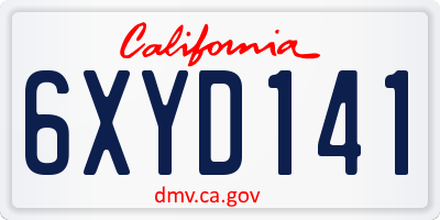 CA license plate 6XYD141
