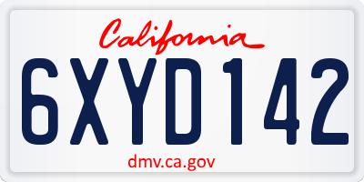 CA license plate 6XYD142