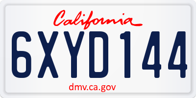 CA license plate 6XYD144