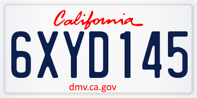 CA license plate 6XYD145