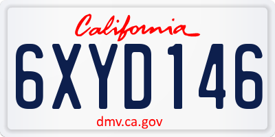 CA license plate 6XYD146