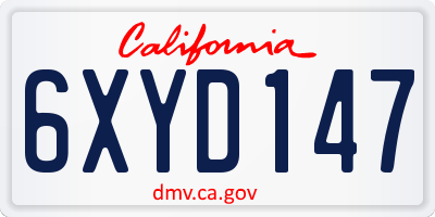 CA license plate 6XYD147
