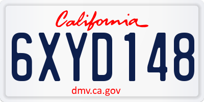 CA license plate 6XYD148