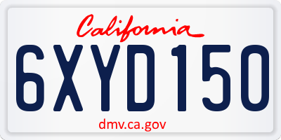 CA license plate 6XYD150