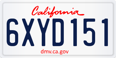 CA license plate 6XYD151