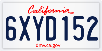 CA license plate 6XYD152