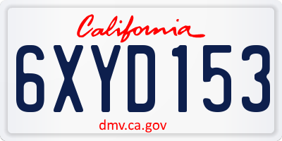 CA license plate 6XYD153