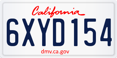 CA license plate 6XYD154