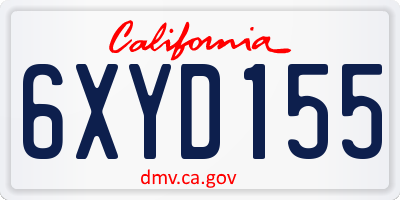CA license plate 6XYD155