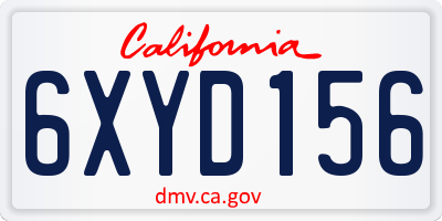 CA license plate 6XYD156