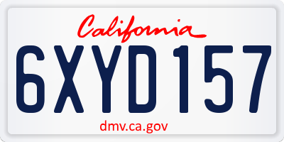 CA license plate 6XYD157