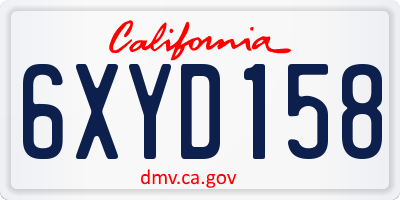 CA license plate 6XYD158