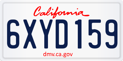 CA license plate 6XYD159