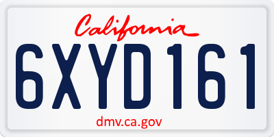 CA license plate 6XYD161