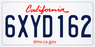 CA license plate 6XYD162
