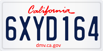 CA license plate 6XYD164