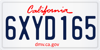 CA license plate 6XYD165