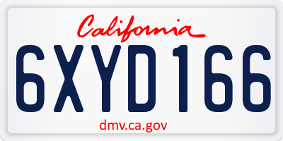CA license plate 6XYD166