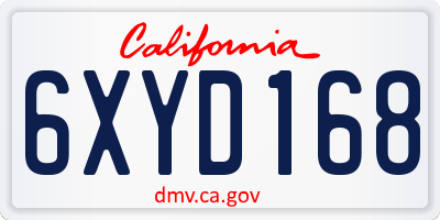 CA license plate 6XYD168