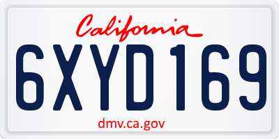CA license plate 6XYD169