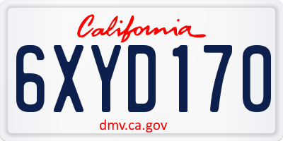 CA license plate 6XYD170