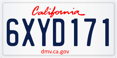 CA license plate 6XYD171