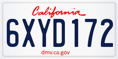 CA license plate 6XYD172