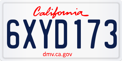CA license plate 6XYD173