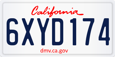 CA license plate 6XYD174