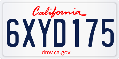 CA license plate 6XYD175