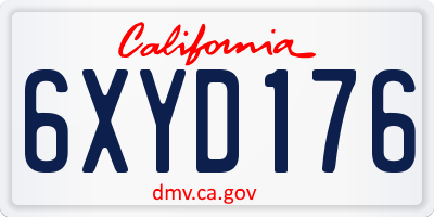 CA license plate 6XYD176