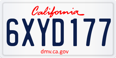 CA license plate 6XYD177